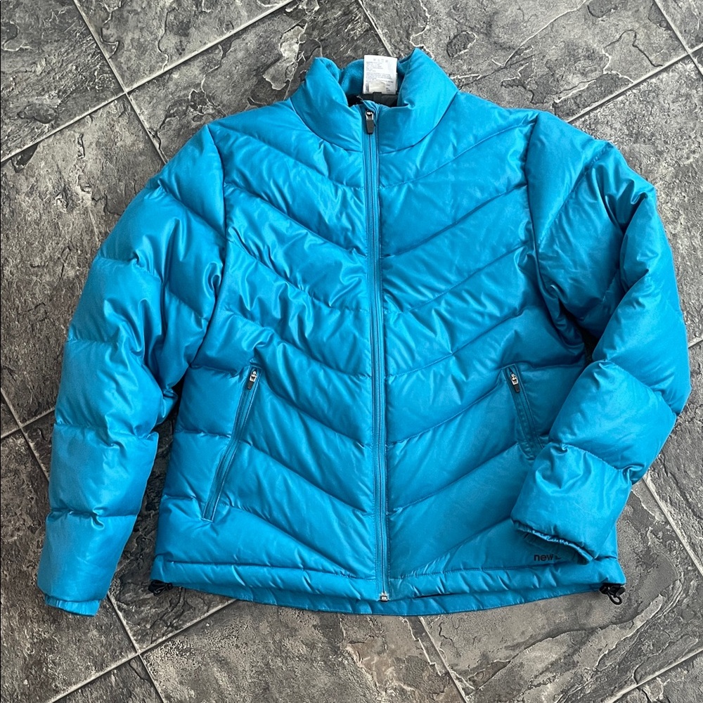 NEW BALANCE Down Puffer Jacket |  Teal Cottagecore Warm Winter Ski Chalet